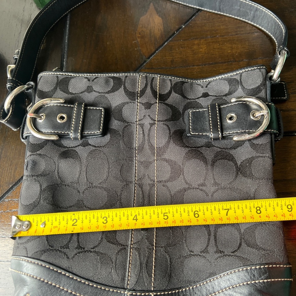 *SOLD* Coach Black Signature Canvas Leather Hobo Bag - Picture 7 of 12